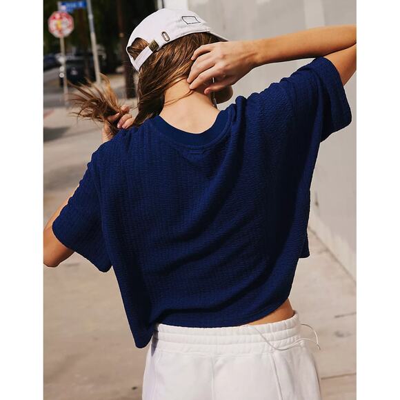 NWT Free People Movement Inspire Texture Tee in Atlantic | M - Picture 3 of 12